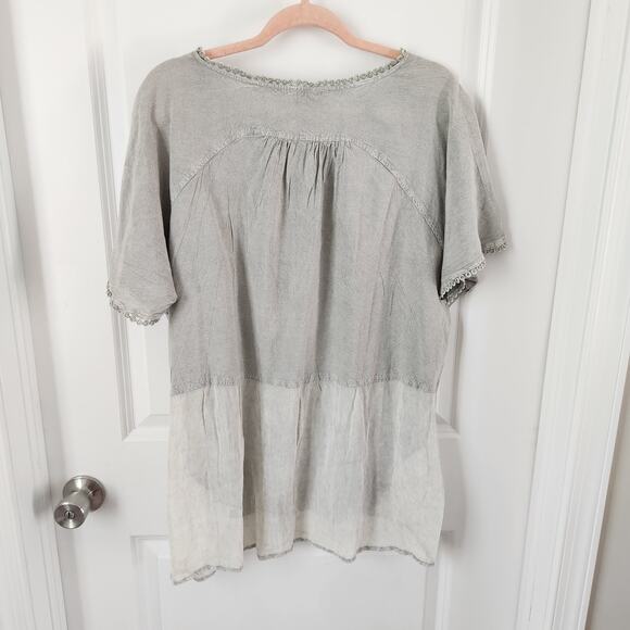 OSO Casuals Women's Grey Short Sleeve Top with Embroidery 1XL NWT - Picture 10 of 10